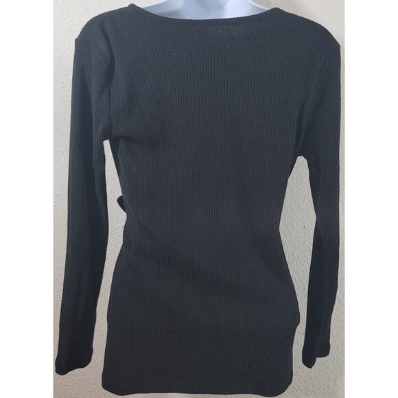 Old Navy Black Crisscross Body Tie Bodice Ribbed Top Small Lightweight Stretchy - Picture 2 of 4